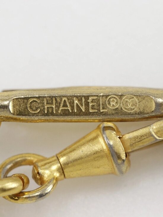 CHANEL Chain belt belt COCO Mark vintage black Plated Gold/leather Women main image 6